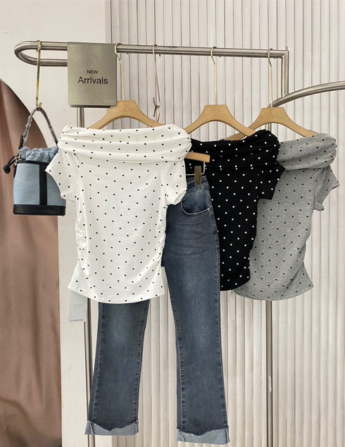 Polka Dot Off-Shoulder Tops